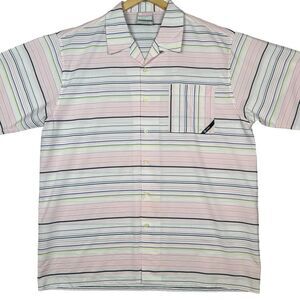 South Pole Shirt Mens XL Pink Stripe Short Sleeve Button Up Authentic Collection